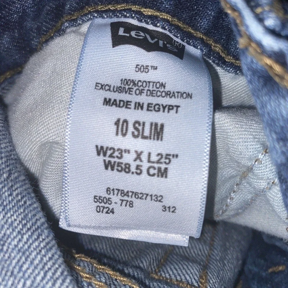 Levis 505 Denim Jeans Boys 10 Slim 23x25 Straight Regular Blue Med Wash Youth
